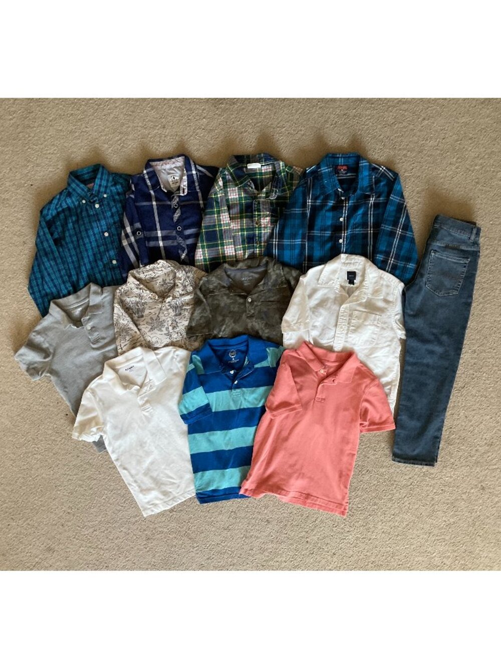 Lot of 11 Boys Polos & Button Down Shirt + 1 Jean, Size 8 Medium